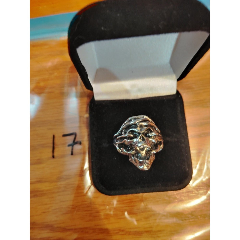 Mens Skull Biker Ring Gothic Cage Skeleton Band Tone Size 13 w/ Box